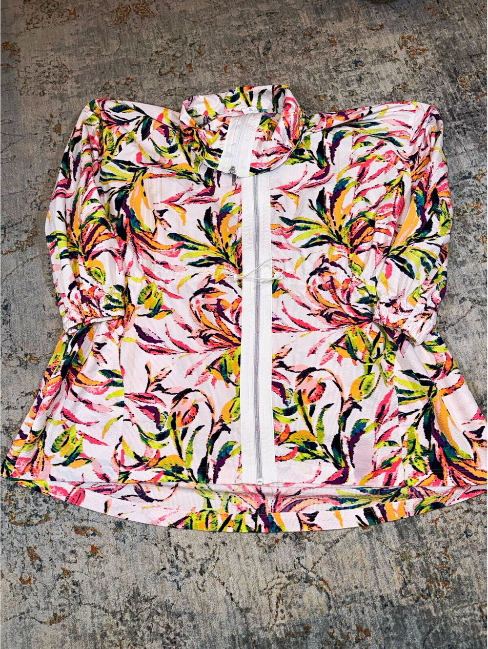 Women's Pink Multicolor Floral Zip Front Jacket Lightweight 18/20 A145